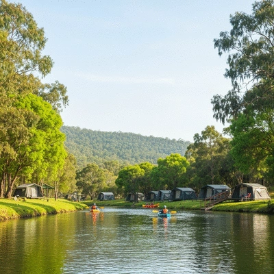 Lush landscapes and tranquil Kangaroo River, no text, no words, no typography, clean image